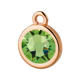Pendant rose gold 10mm with Crystal stone in Peridot 7mm 24K rose gold plated