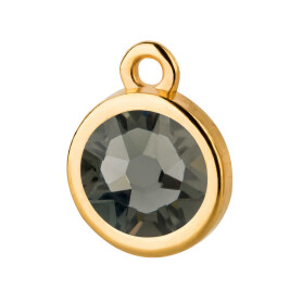 Pendant gold 10mm with Crystal stone in Black Diamond 7mm...