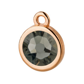 Pendant rose gold 10mm with Crystal stone in Black Diamond 7mm 24K rose gold plated