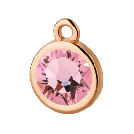 Pendant rose gold 10mm with Crystal stone in Light Rose 7mm 24K rose gold plated