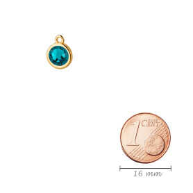 Pendant gold 10mm with Crystal stone in Blue Zircon 7mm...