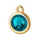 Pendant gold 10mm with Crystal stone in Blue Zircon 7mm 24K gold plated