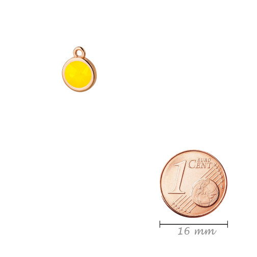 Anhänger rose gold 10mm mit Kristallstein in Yellow Opal 7mm 24K rose vergoldet