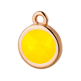 Pendant rose gold 10mm with Crystal stone in Yellow Opal 7mm 24K rose gold plated