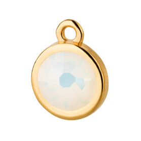 Pendant gold 10mm with Crystal stone in White Opal 7mm...