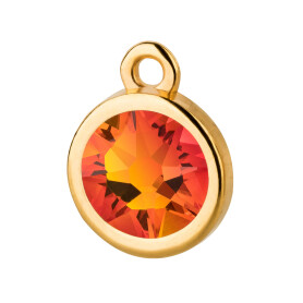 Pendant gold 10mm with Crystal stone in Fireopal 7mm 24K gold plated