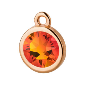Pendant rose gold 10mm with Crystal stone in Fireopal 7mm 24K rose gold plated