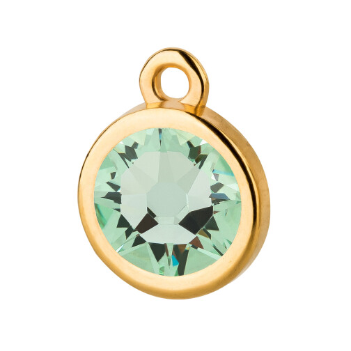 Pendant gold 10mm with Crystal stone in Chrysolite 7mm 24K gold plated
