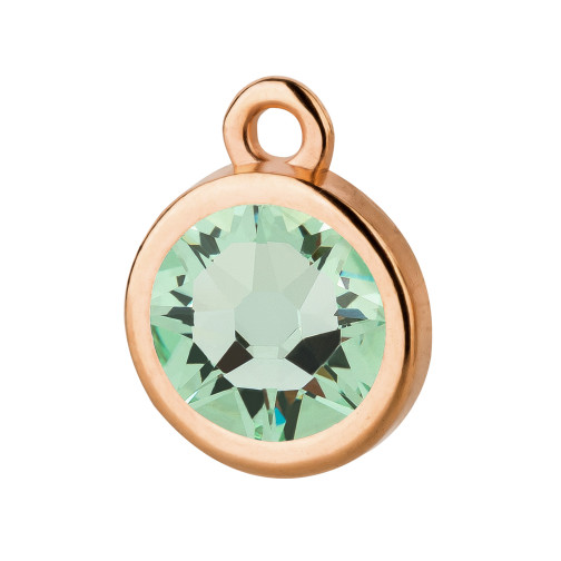 Ciondolo oro rosa 10mm con cristallo in Chrysolite 7mm 999° placcato oro rosa 24K
