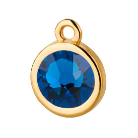 Pendant gold 10mm with Crystal stone in Capri Blue 7mm...