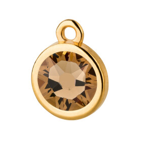 Pendant gold 10mm with Crystal stone in Light Colorado Topaz 7mm 24K gold plated