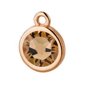 Pendant rose gold 10mm with Crystal stone in Light Colorado Topaz 7mm 24K rose gold plated