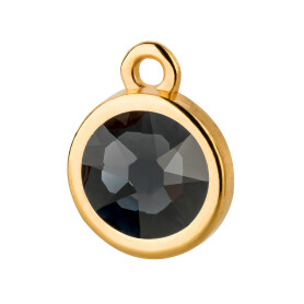 Pendant gold 10mm with Crystal stone in Graphite 7mm 24K...