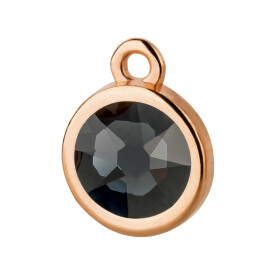 Pendant rose gold 10mm with Crystal stone in Graphite 7mm...