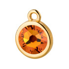 Pendant gold 10mm with Crystal stone in Tangerine 7mm 24K gold plated