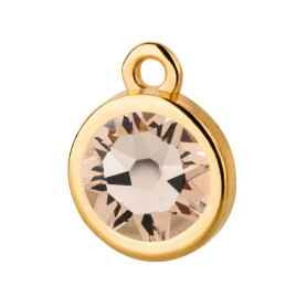Pendant gold 10mm with Crystal stone in Light Silk 7mm 24K gold plated