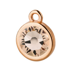 Pendant rose gold 10mm with Crystal stone in Light Silk 7mm 24K rose gold plated