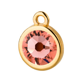 Pendant gold 10mm with Crystal stone in Rose Peach 7mm...