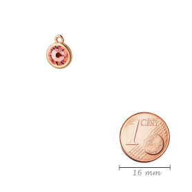 Pendant rose gold 10mm with Crystal stone in Rose Peach 7mm 24K rose gold plated