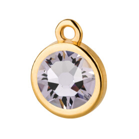 Pendant gold 10mm with Crystal stone in Smoky Mauve 7mm 24K gold plated