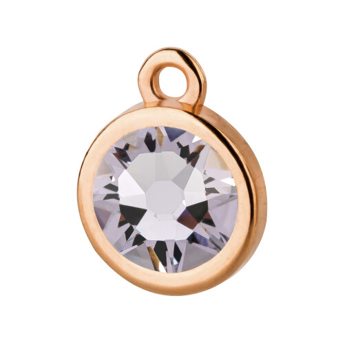 Pendant rose gold 10mm with Crystal stone in Smoky Mauve 7mm 24K rose gold plated