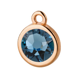 Pendant rose gold 10mm with Crystal stone in Denim Blue...