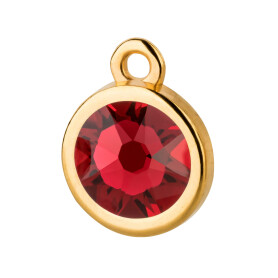 Pendant gold 10mm with Crystal stone in Scarlet 7mm 24K gold plated