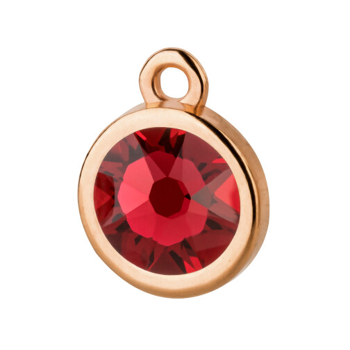 Pendant rose gold 10mm with Crystal stone in Scarlet 7mm 24K rose gold plated