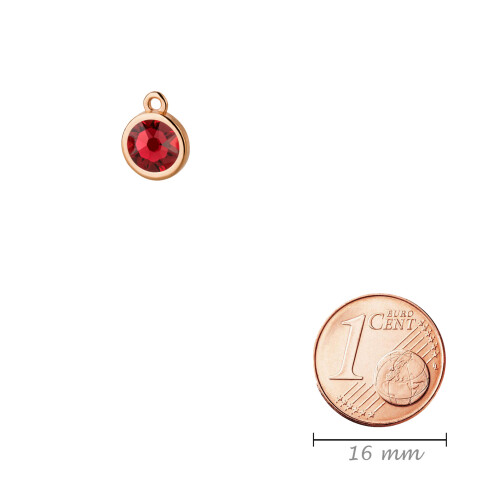 Pendant rose gold 10mm with Crystal stone in Scarlet 7mm 24K rose gold plated