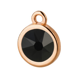 Pendant rose gold 10mm with Crystal stone in Jet 7mm 24K rose gold plated