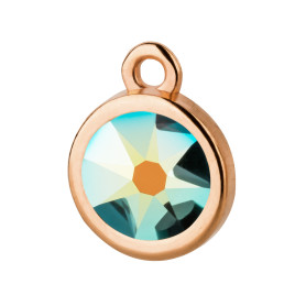 Pendant rose gold 10mm with crystal stone in Jet AB 7mm...