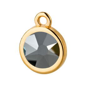 Pendant gold 10mm with Crystal stone in Jet Hematite 7mm...