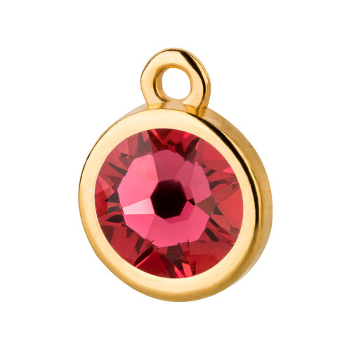 Pendant gold 10mm with Crystal stone in Indian Pink 7mm 24K gold plated