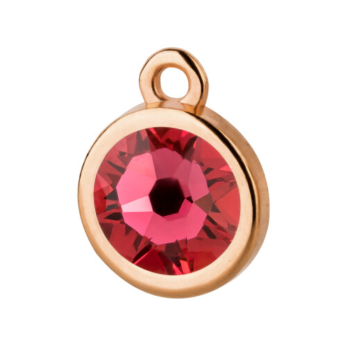 Pendant rose gold 10mm with Crystal stone in Indian Pink 7mm 24K rose gold plated