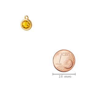 Pendant gold 10mm with Crystal stone in Sunflower 7mm 24K...