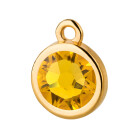 Pendant gold 10mm with Crystal stone in Sunflower 7mm 24K gold plated