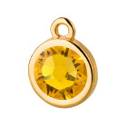 Hanger goud 10mm met kristallen steen in  Sunflower 7mm 24K verguld