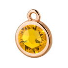 Pendentif or rose 10mm avec un pierre de cristal Sunflower 7mm 24K plaqué or rose