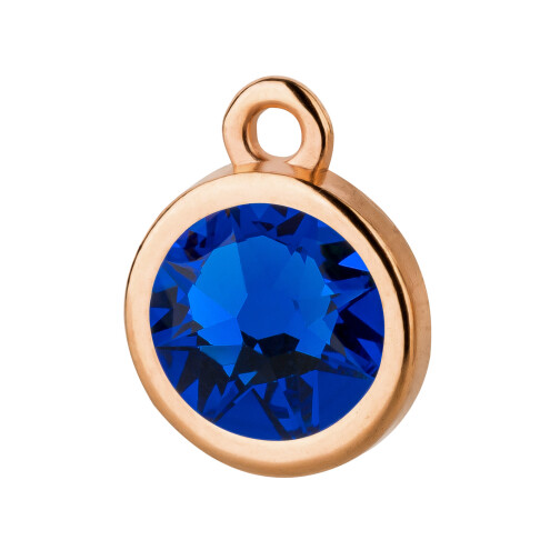 Pendant rose gold 10mm with Crystal stone in Majestic Blue 7mm 24K rose gold plated