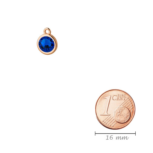 Pendant rose gold 10mm with Crystal stone in Majestic Blue 7mm 24K rose gold plated