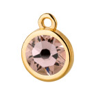 Pendant gold 10mm with Crystal stone in Vintage Rose 7mm 24K gold plated
