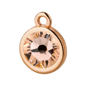 Pendant rose gold 10mm with Crystal stone in Light Peach 7mm 24K rose gold plated
