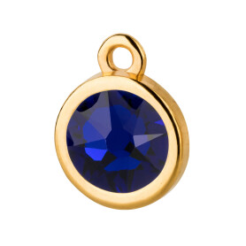 Colgante oro 10mm con piedra de cristal en Cobalt 7mm 24K...