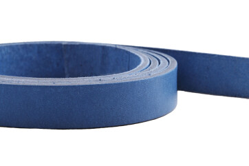 Flat leather strap Blue 15x2.5mm