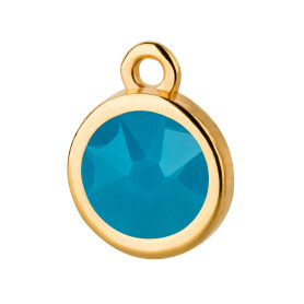 Colgante oro 10mm con piedra de cristal en Caribean Blue...