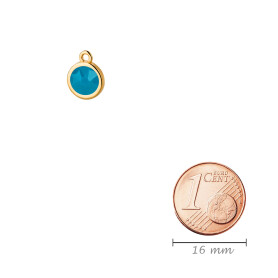 Pendant gold 10mm with Crystal stone in Caribean Blue...