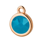 Pendentif or rose 10mm avec un pierre de cristal Caribean Blue Opal 7mm 24K plaqué or rose