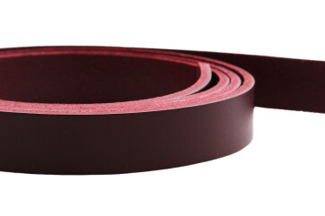 Flat leather strap Dark red 15x2.5mm