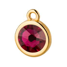 Pendant gold 10mm with Crystal stone in Ruby 7mm 24K gold...