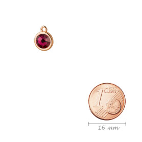 Pendant rose gold 10mm with Crystal stone in Ruby 7mm 24K...